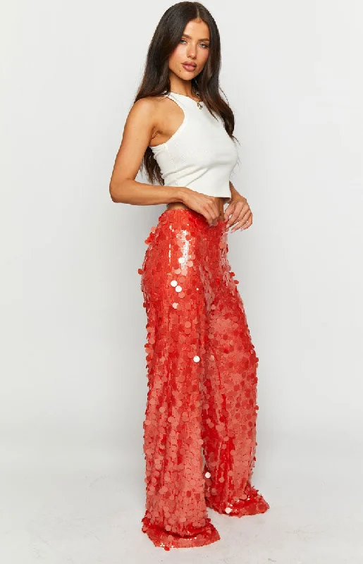 Saria Orange Sequin Pants