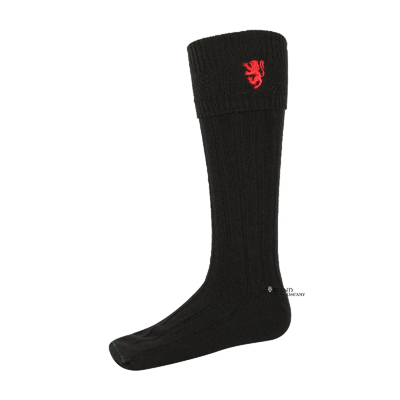 Standard Gents Kilt Hose - Black with Red Lion Emblem - CLEARANCE