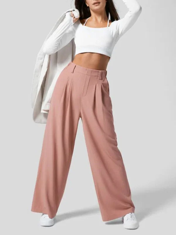 Women's Casual Loose Wide Leg Pocket High Waist Women's Pants