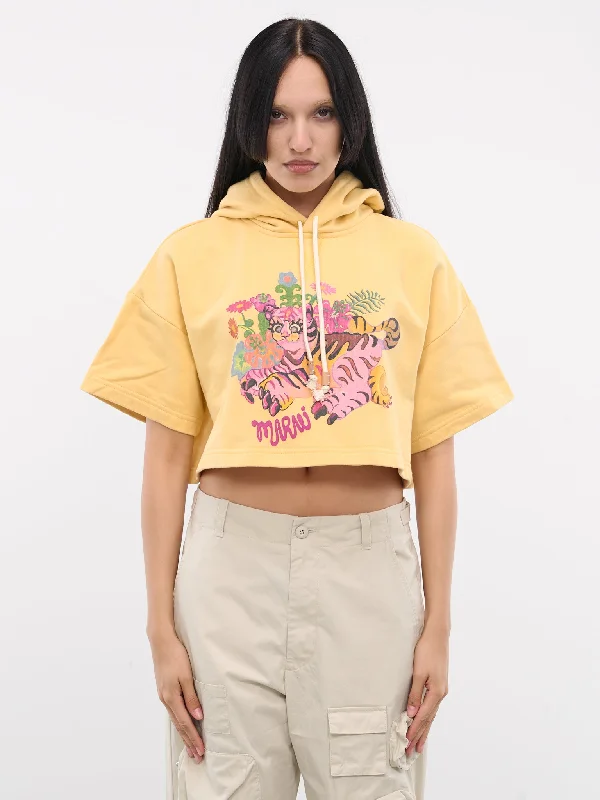 Graphic Cropped Hoodie (FLJE0177SP-USCW84-YELLOW-PRINT)