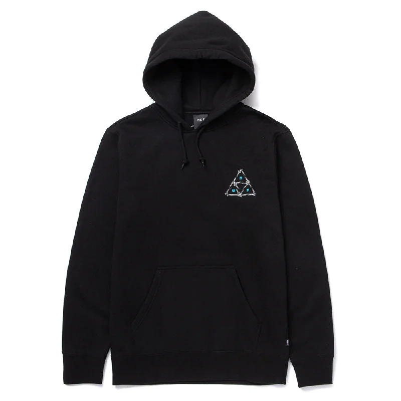 HUF BROKEN BONES TRIPLE TRIANGLE PULLOVER HOODIE // BLACK