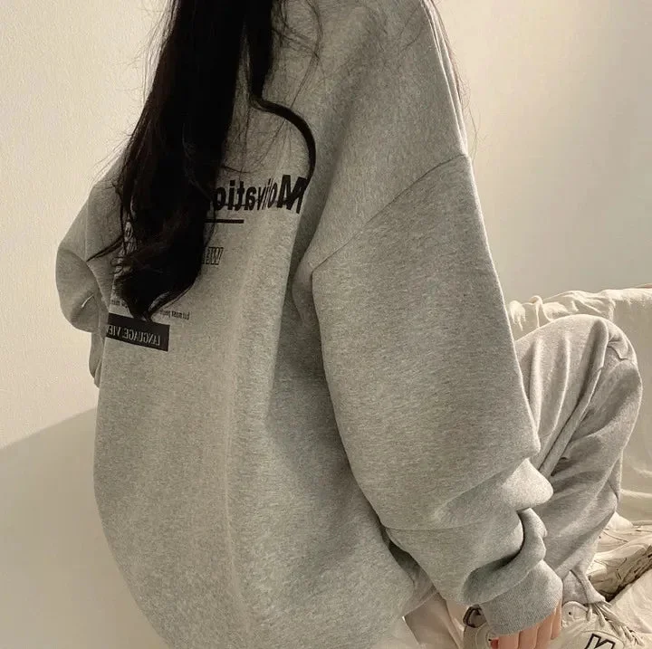 Getadme 2 New Oversized Hoodie Women Sweatshirts Long Sleeve Hoodies Casual Letter Print Loose Pullovers Harajuku Sweatshirt Female Ins